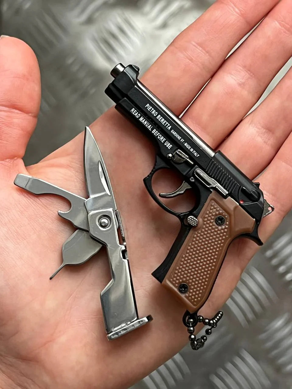 Beretta 92A1 Multi-Tool Detachable Scale Model Keychain - TRIUMPH BASTION